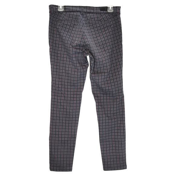 Kut from the Kloth Skinny Ponte Pants Mid Rise Plaid Burgundy Gray Womens Size 6 - Picture 3 of 9